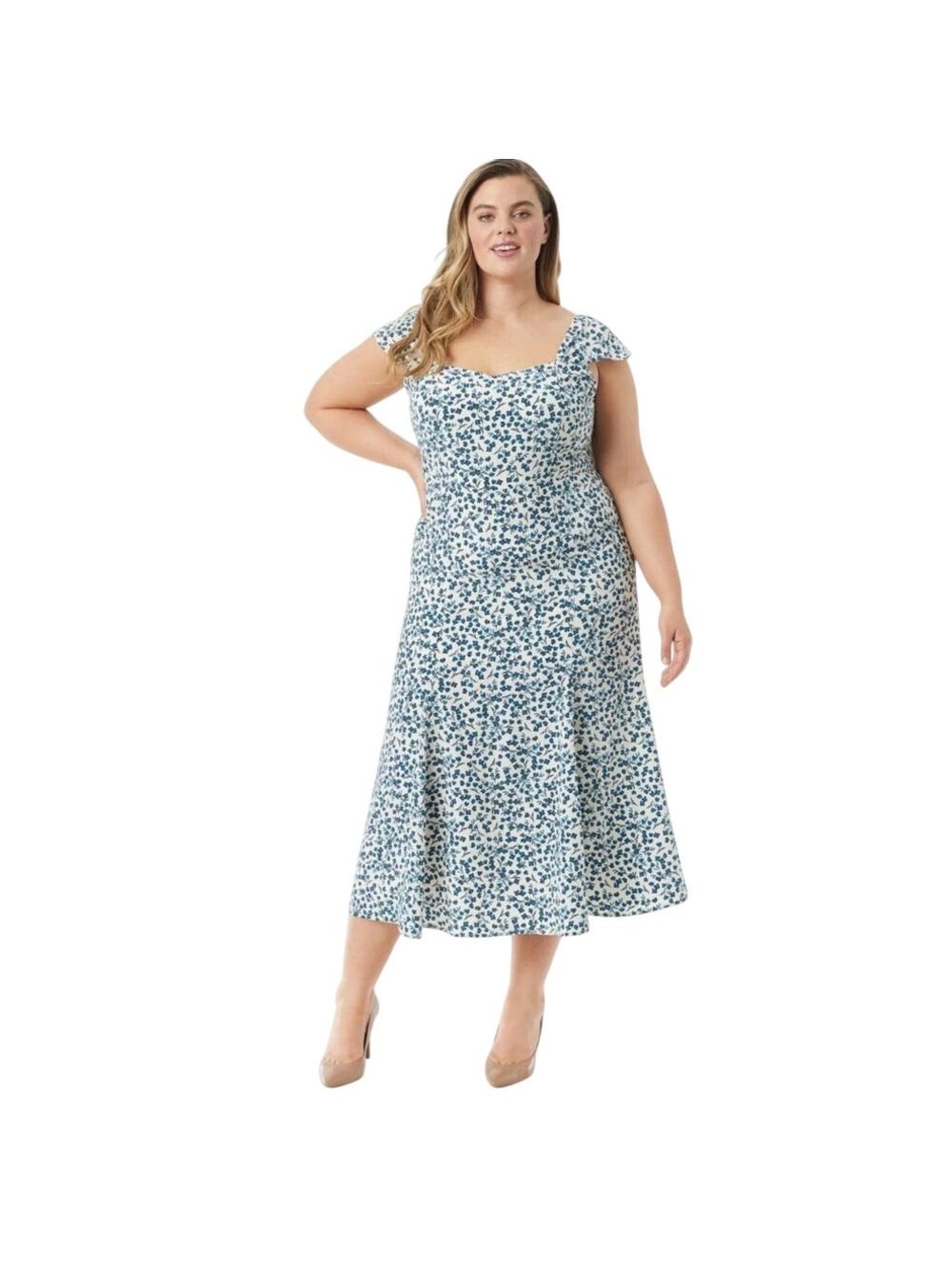 Jessica Simpson Floral Midi Cottagecore Dress Romantic Casual‎ Plus Size 1X